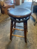 Adjustable Vintage Clerks Stool w/ Castors Late 1800s