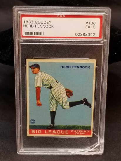 1933 Goudey Red PSA #138 Herb Pennock EX5