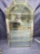 Glass wall curio cabinet 25 x 15. Mirrored back for reflective display.