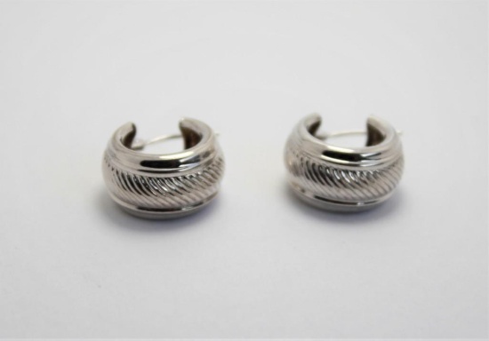 1.82g Designed 925 Sterling Silver Hoop Earring Matching Pair