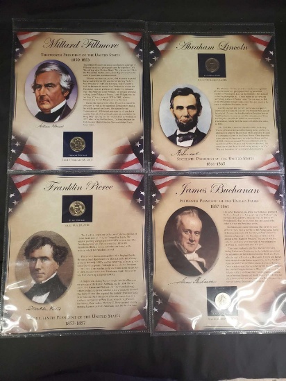 Presidential Dollar collection James Buchanan, Franklin Pierce, Abraham Lincoln, Millard Fillmore,