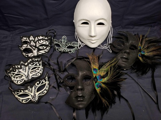 Lot of Decrative Masks. Great for Wall decor or Mardi Gras events.