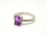 Amethyst & Diamond Sterling 925 Silver Brand New High End Designer Perfect Blue 2+ct Size 6.5