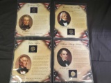 Presidential dollar collection. Zachary Taylor, William Henry Harrison, John Tyler, James K. Polk