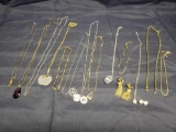 Gold tone and silvertone Necklaces. Some of chains are broken or missing clasp.