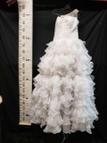 Marys import Bridal Size 10 Beautiful Ruffled and Embellished Wedding gown
