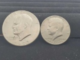 1977 Eisenhower sliver dollars&1976 Kennedy half