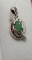 Columbian emerald & diamond cut white Sapphire natural rare emerald green 925 sterling pendant .50ct