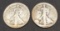 1919 Walking liberty half 90% silver 2 coins