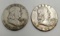 1957 Benjamin Franklin half's 90% silver 2 coins