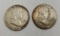 1955-56 Benjamin Franklin half's 90%silver 2 coins