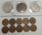 Wheat cent and Kennedy collector coin lot of 14 coins ++ antique masonic token