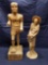 Wood Faux Ivory Carved Statues 2 Units
