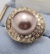 14kt gold plated ring with huge cultured pearl and faux diamonds heavy ring new design Ring size 7