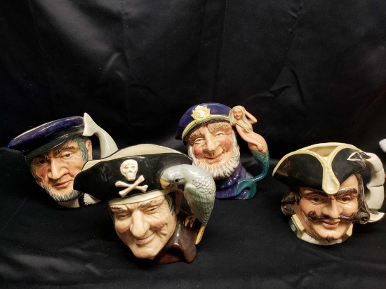 Royal Doulton Mugs. Long John silver D 6335. Capt. Henry Morgan D 6467. Old Salt D 6551. Capt. Ahab