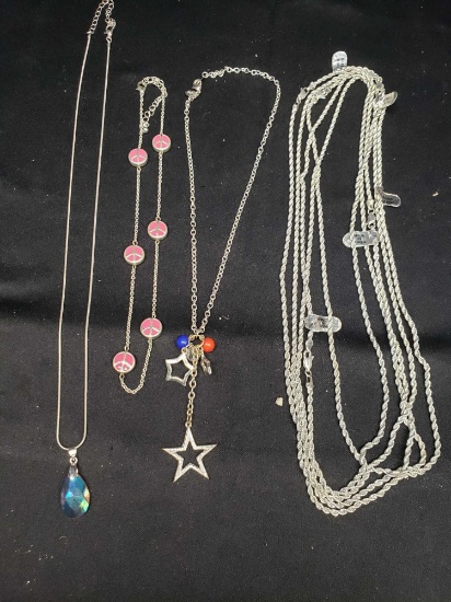 5 Silver plated chains and 3 fun necklaces.