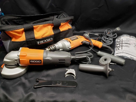 Ridgid 1/2 Drill and Grinder. And tool bags. Gently used