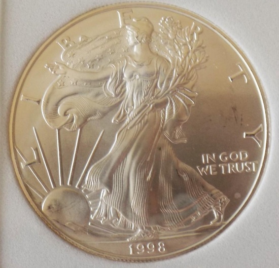 American silver eagle 1998 slabed gem bu Frosty white premium early year