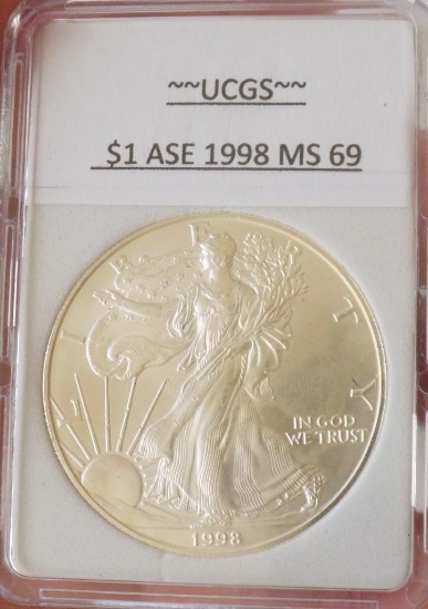 American silver eagle 1998 self-slabbed gem bu Frosty white premium early year