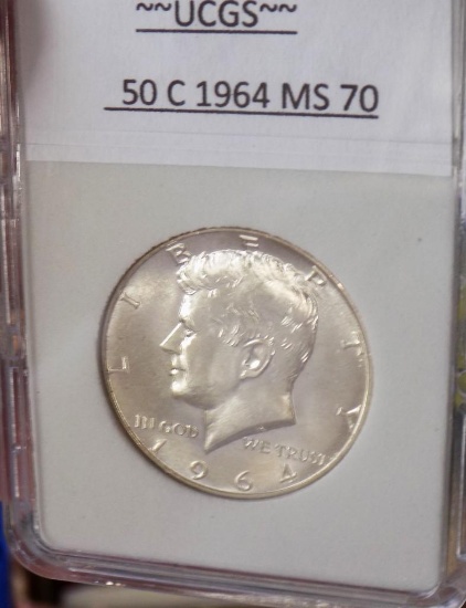 Kennedy silver half gem bu perfect coin slabed stunner 90% silver coin