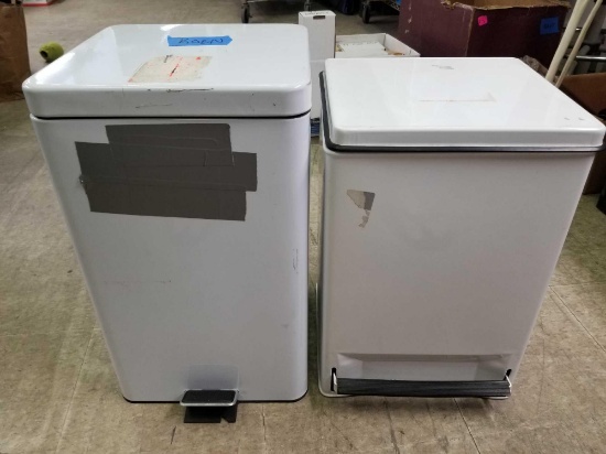 Metal Flip Top Hospital Trashcans 2 Units