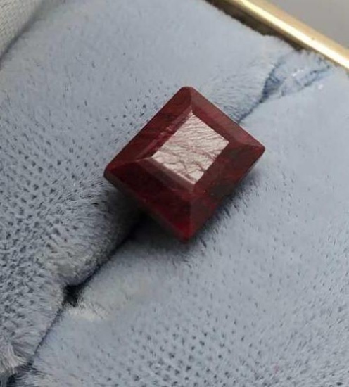 6.75ct Ruby natural mined gemstone large size square cut stunning red color