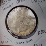 Morgan silver dollar 1889 o rare date frosty original pastel toned unc++ DDO