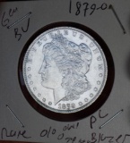 Morgan silver dollar 1879 o blazing Frosty bu pl o/o oval o top 100 vam