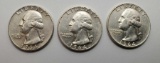 Washington silver quarters lot of 3 1964 AU/BU 90% silver