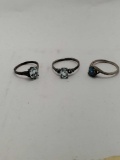 Topaz silver ring 3 rings 4.97g ring size 5 1/4 & 6 1/4& 7 3/4