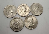 1979 Susan B Anthony dollars 5 coins