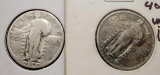 1929 standing liberty quarter dollar 2 coins