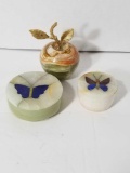 Stone Butterfly Trinket Boxes Stone Apple 3 Units