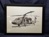 Signed Artwork Army Helicopter Framed