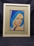 M. Benson Painting Framed Blue Eyed Girl