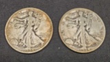 1934 walking liberty half's 90% silver 2 coins