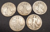 1917 Walking Liberty half 90% silver 5 coins
