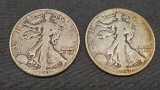 1940 walking liberty half 90% 2 coins