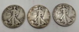 1939 walking liberty half 90% silver 3 coins