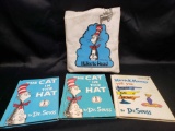 Dr. Suess The Cat in the Hat 1957. Will you please go now. And Book bag with Keychain.