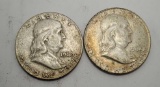 1962 Benjamin Franklin half's 90% silver 2 coins