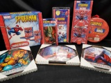 Marvel Spiderman Shelves. Switch plate. Wall hooks. Hamper and Super hero pics.