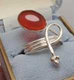 Ruby red garnet sterling silver ring set in sterling silver Mozambique natural mined gemstone