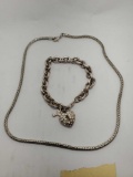Silver necklace and bracelet with heart pendant 47.8 g
