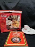Coca-Cola Dinnerware service for 4. Missing 2 Coffee cups. Book of the Illustrated guide of Coke