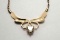 10kt Heavy Plated Gold w/ Faux Diamond Gem Stone Necklace Beautiful