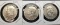 Kennedy and ben franklin half lot 3 coins all 90 % silver uncs frosty luster 1.5 face value