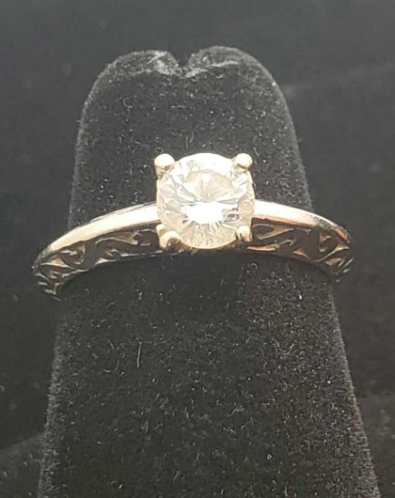 Massive 1-2ct Diamond Ring w/ 925 Sterling Silver Designer Band 2.7 Grams Total