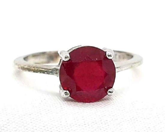 2.40ct Mozambique Ruby Ring Blood Red Natural Size 7, Stunning Designer 925/ Sterling Silver