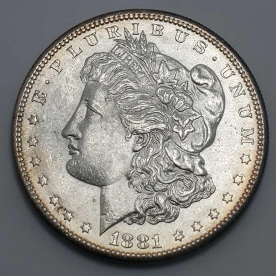 1881 Morgan silver dollar 90% full face and date